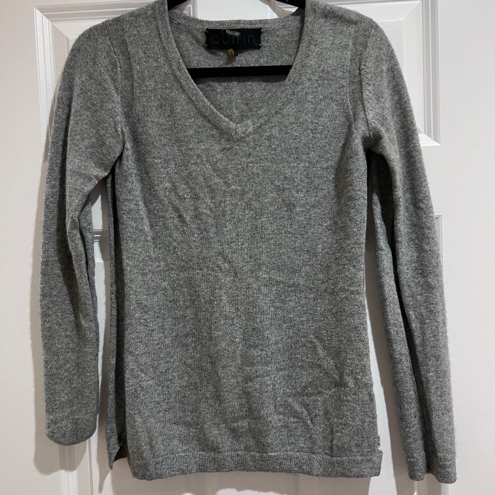 Quinn Gray V neck Sweater